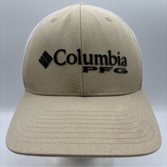 Columbia PFG The Original Flexfit Bass Fish Mesh Khaki/White Size S/M Fitted Hat - Picture 1 of 9